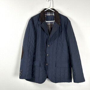 Reserve Patrick James Traffic Jacket Size 42 Navy Blue Quilted Suede Elbow Patch